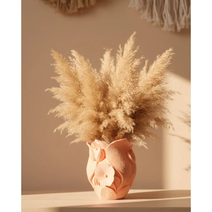 Mey İthalat® Modern 3D Turuncu Çiçek Vazo Masaüstü Salon Dekoru