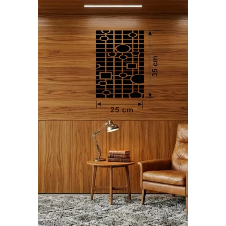 Mey İthalat® Modern Geometrik Desenli Ahşap Duvar Tablosu - 25x35 cm Dekoratif Pano