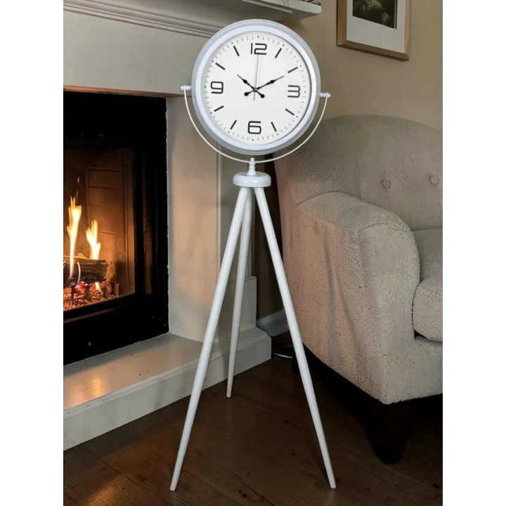 Mey İthalat® Modern Line Beyaz Tripod Ayaklı Saat