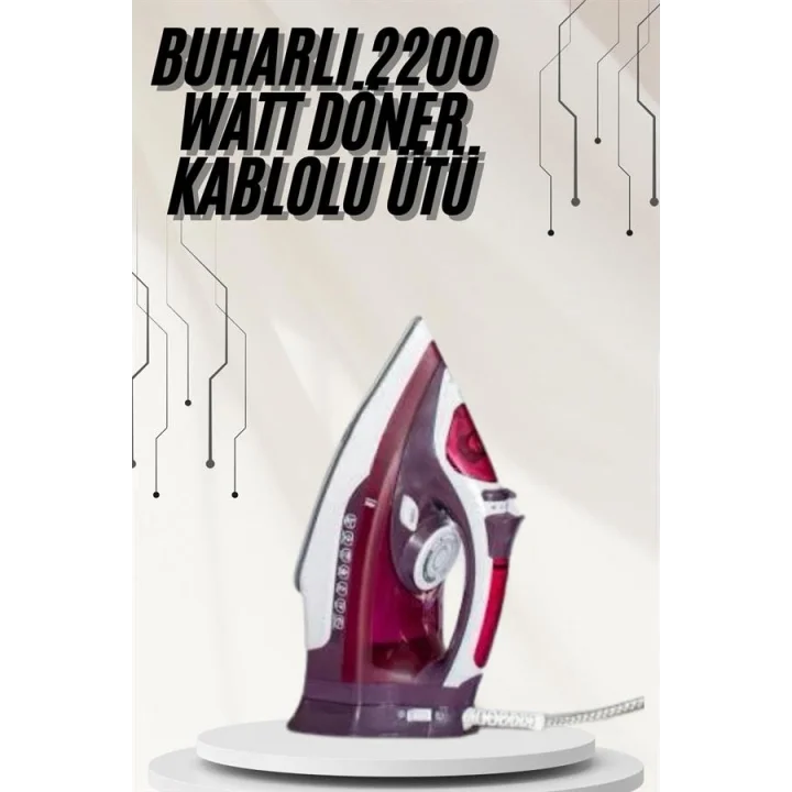 Mey İthalat® Modern Tasarım 2200W Dayanıklı Buharlı Seramik Kaplama Ütü Yeni Nesil