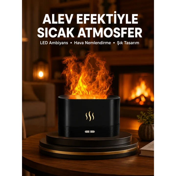 Mey İthalat® Kumandalı Alev Görünümlü LED Hava Nemlendirici Buhar Makinesi Yeni Nesil