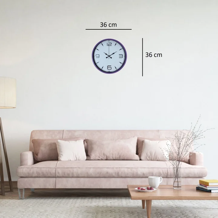 Mey İthalat® Mor Standart 36 Cm Duvar Saati