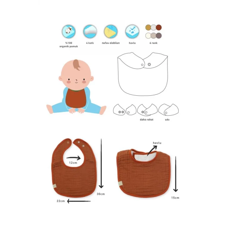 Mey İthalat®  Müslin Önlük 3Lü 60101 Taş Ekru Antrasit