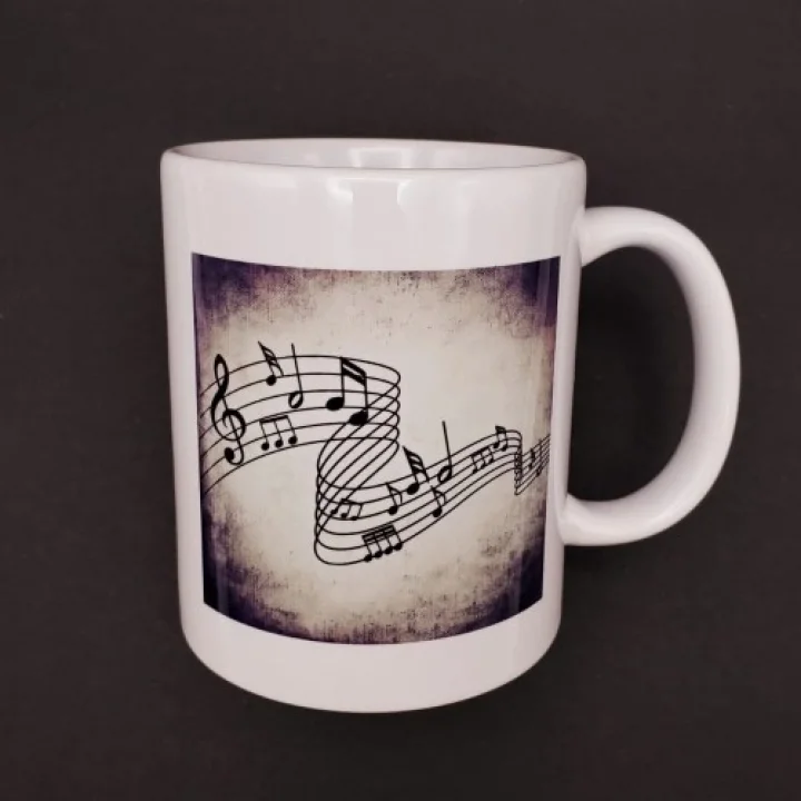 Mey İthalat® Müzik Notaları Tasarımlı Kupa Bardak