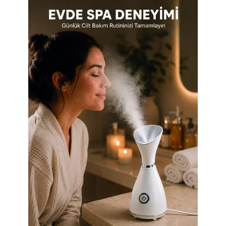 Mey İthalat® Nano İyonik Buhar Cihazı Tek Tuşla Kullanım Yüz Bakım Makinesi