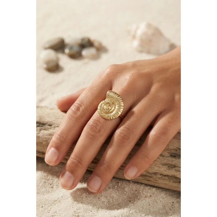 Mey İthalat® Nautilus Tasarım Gold Renk Kadın Yüzük