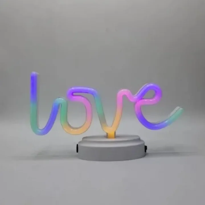 Mey İthalat® Neon Işıklı Love Yazılı Masa Gece Lambası