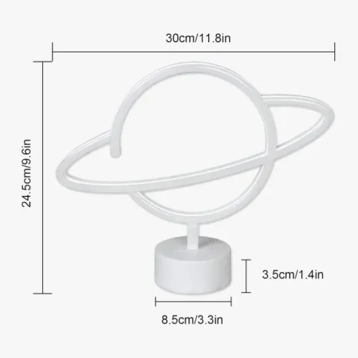 Mey İthalat® Neon Işıklı Satürn Lamba (Pil + USB)
