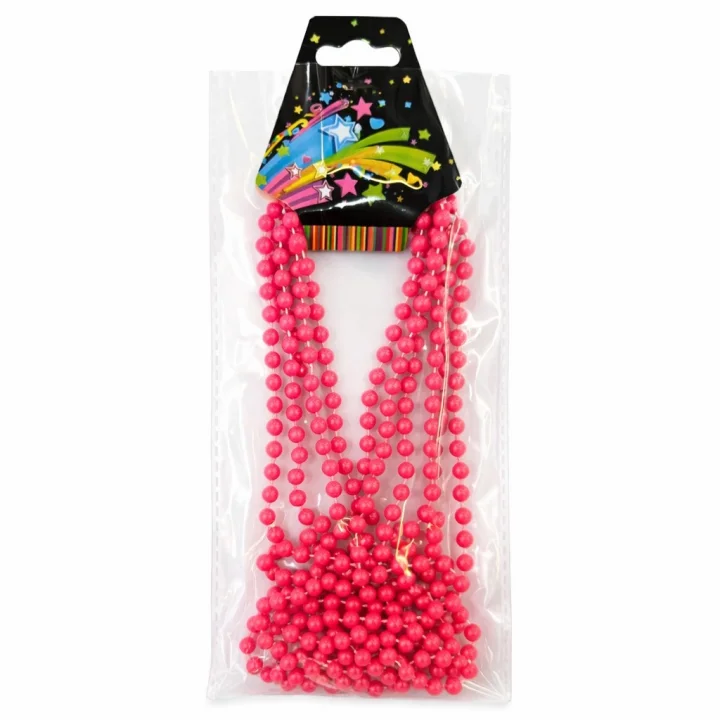 Mey İthalat® Neon Pembe Boncuk Kolye 80 cm – Retro 80’ler 90’lar Parti Aksesuarı