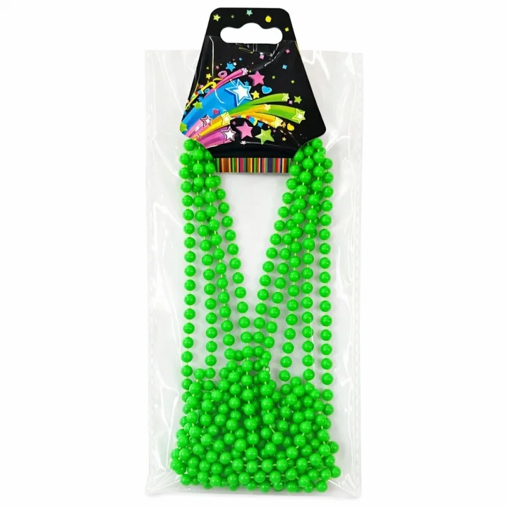 Mey İthalat® Neon Yeşil Boncuk Kolye 80 cm – Retro 80’ler 90’lar Parti Aksesuarı