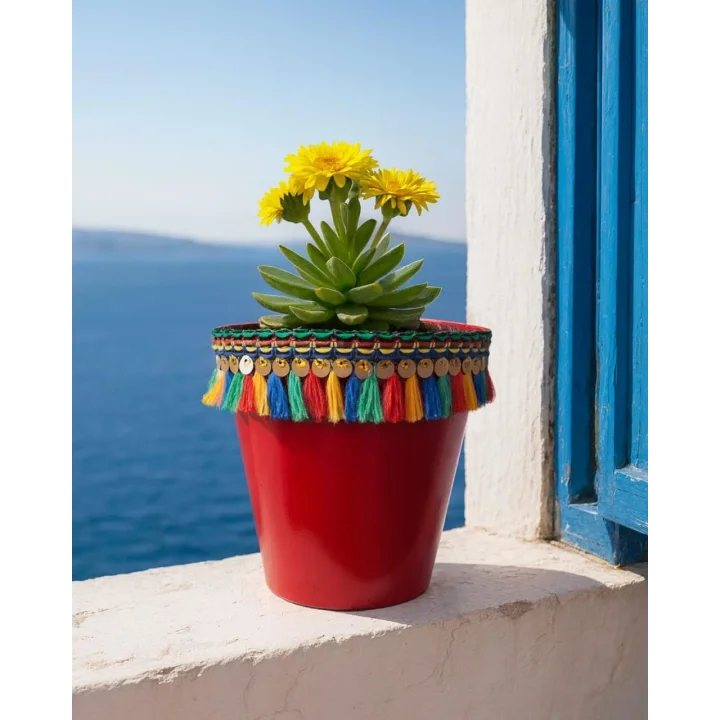 Mey İthalat®  DEKORATİF SAKSI 1.7 LİTRE Kırmızı