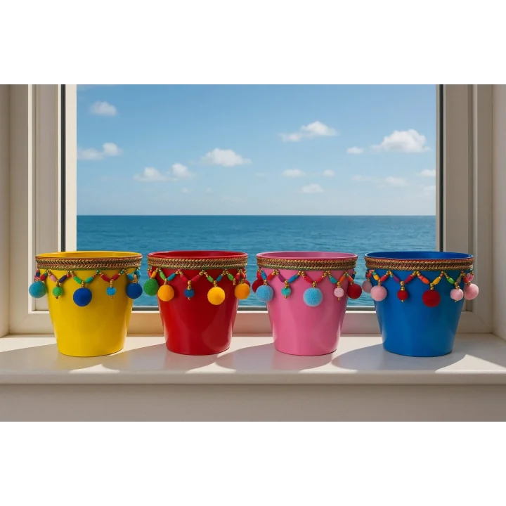 Mey İthalat®  Dekoratif Saksı Akdeniz PEMBE Tekli