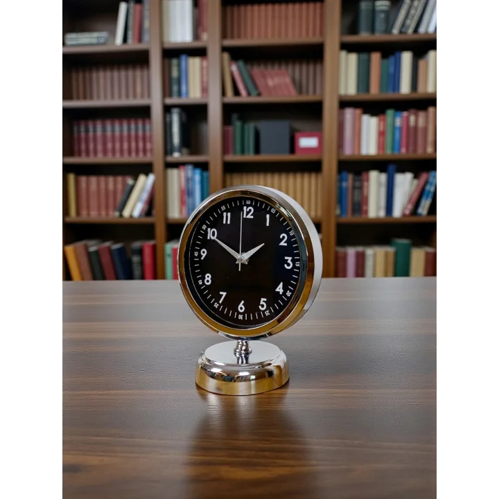 Mey İthalat®  Night 25 x 20 Cm Krom Zarif Masa Saati