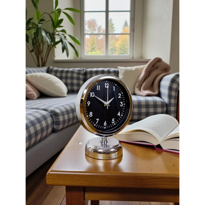 Mey İthalat®  Night 25 x 20 Cm Krom Zarif Masa Saati