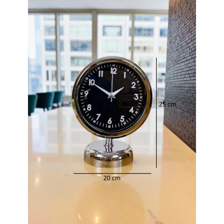 Mey İthalat®  Night 25 x 20 Cm Krom Zarif Masa Saati