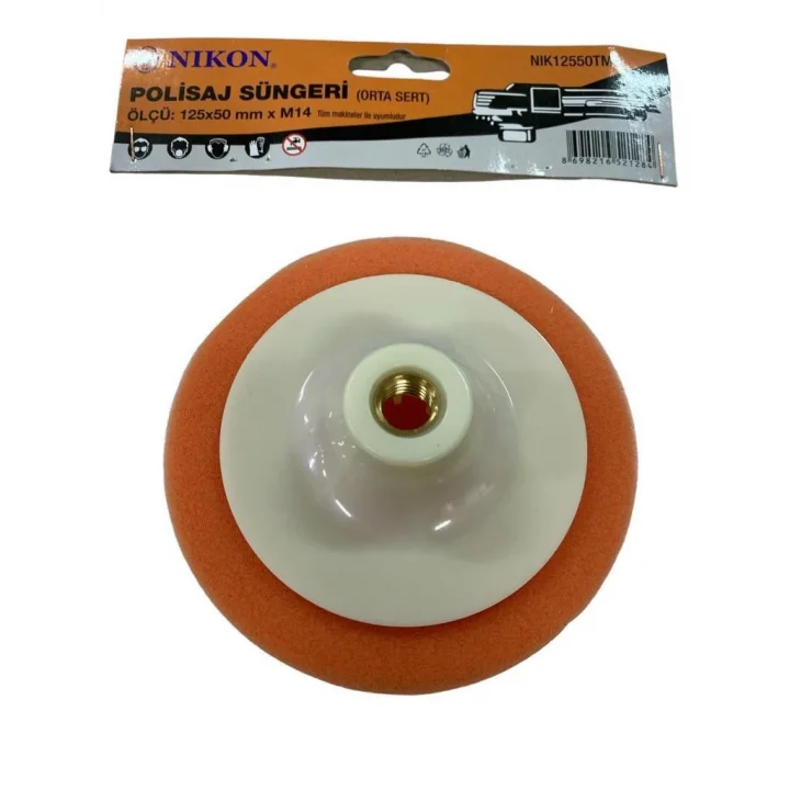Mey İthalat® Nikon 12550TM Polisaj Süngeri 125 mm Turuncu Orta Sert