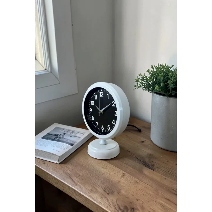 Mey İthalat® Noir White 25 x 20 Cm Dekoratif Masa Saati