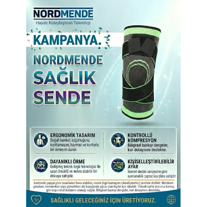 Mey İthalat® NORDMENDE Örgü Dizlik | Kontrollü Kompresyonlu Diz Destekleyici