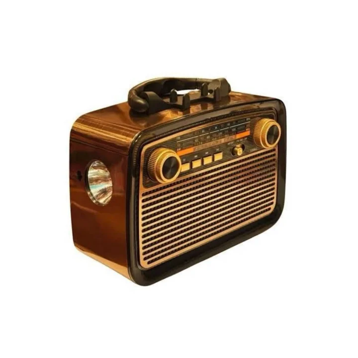 Mey İthalat® Nostalji Radyo Bluetooth Hoparlör USB-SD Kart Giriş Led Fener Işıklı Bataryalı Pilli Yeni Nesil