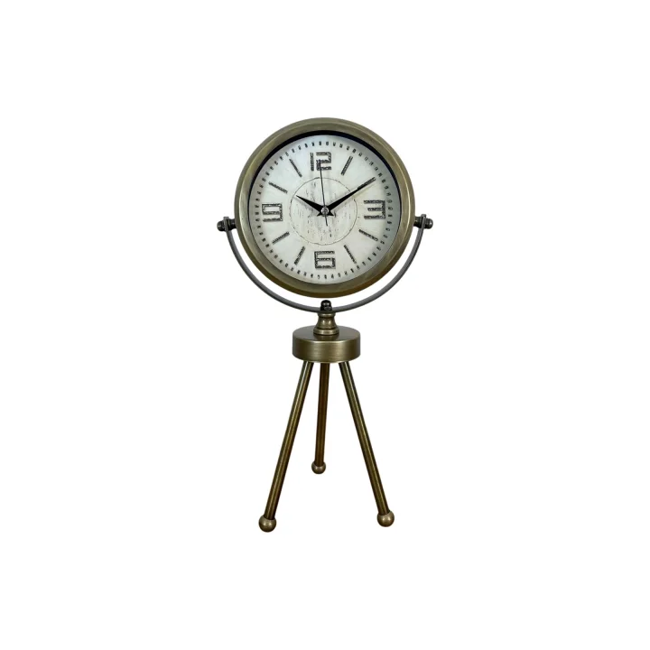 Mey İthalat® Nostalji Tripod Eskitme Üç Ayaklı Metal Masa Saati