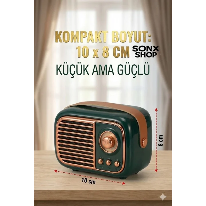 Mey İthalat®  Nostaljik Retro Bluetooth  - FM Radyo, USB ve Bluetooth Kablosuz Hoparlör