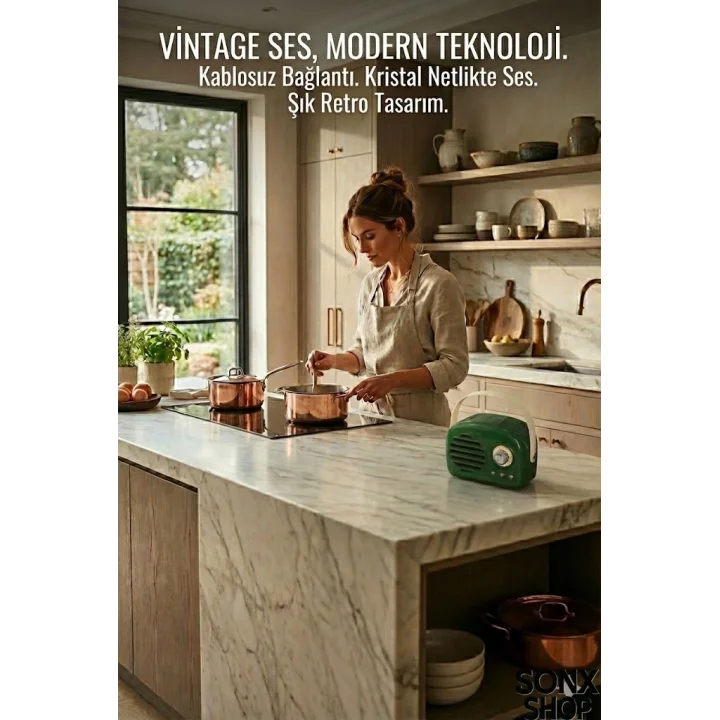 Mey İthalat®  Nostaljik Retro Bluetooth  - FM Radyo, USB ve Bluetooth Kablosuz Hoparlör