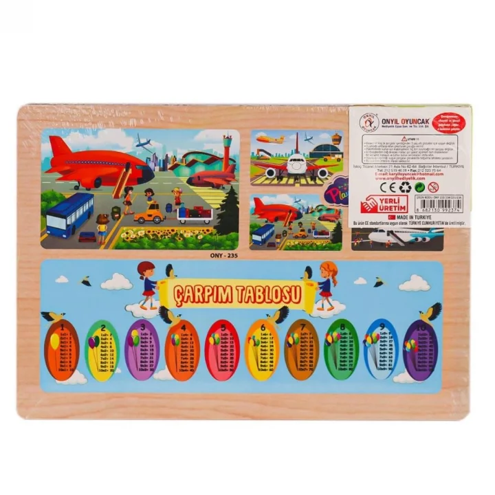 Mey İthalat®  ONY-233-234-235-236 Ahşap Eğitici Puzzle Havaalanı -Onyıl Oyuncak