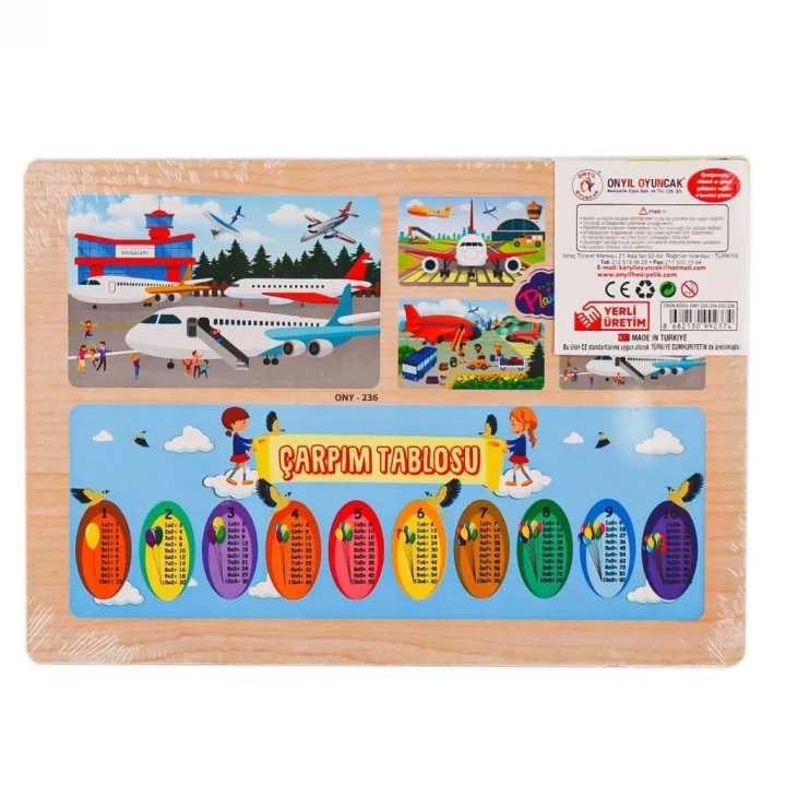 Mey İthalat®  ONY-233-234-235-236 Ahşap Eğitici Puzzle Havaalanı -Onyıl Oyuncak