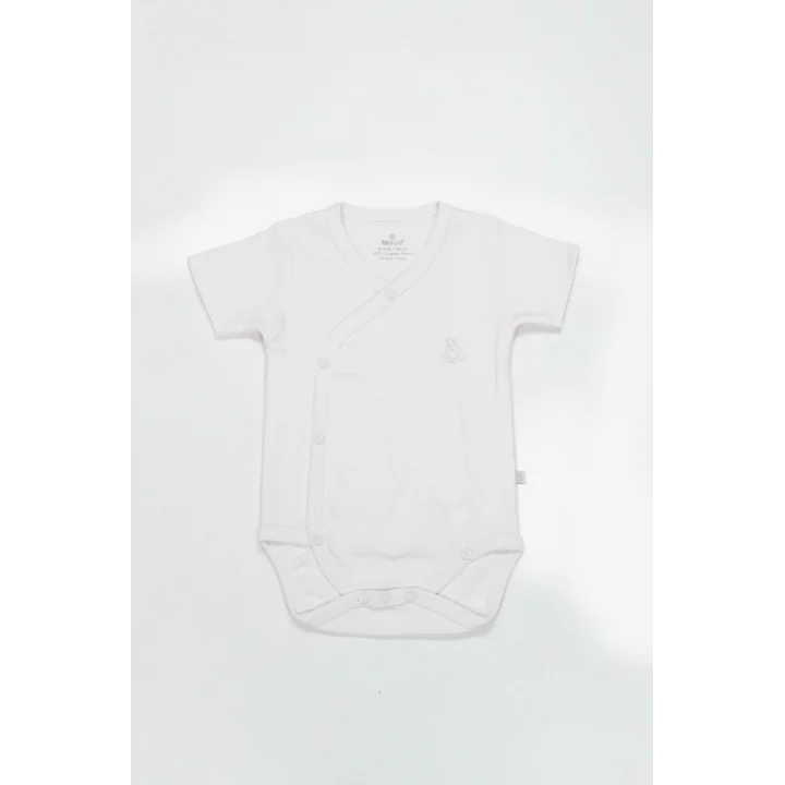 Mey İthalat®   Organik Natural Basic Style Kruvaze Yarım Kol Body BS17101 Beyaz