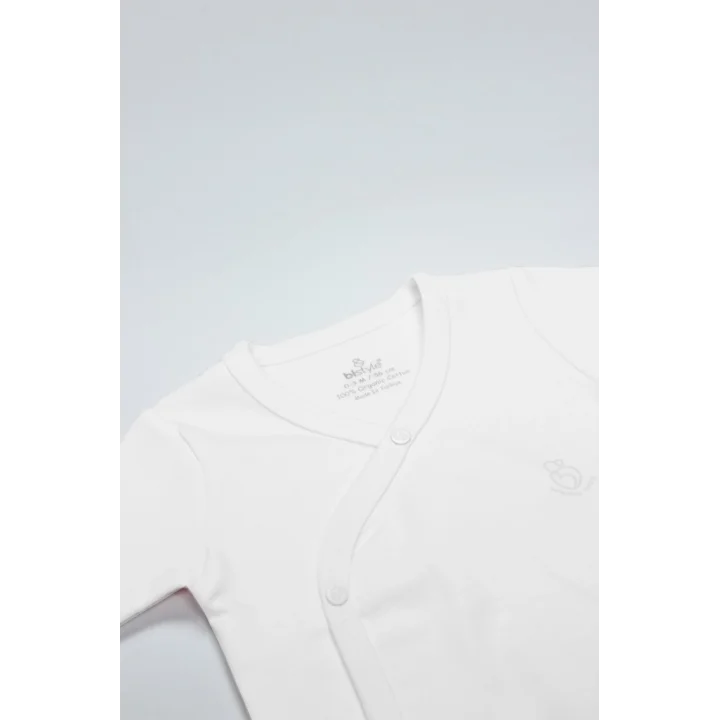 Mey İthalat®   Organik Natural Basic Style Kruvaze Yarım Kol Body BS17101 Beyaz