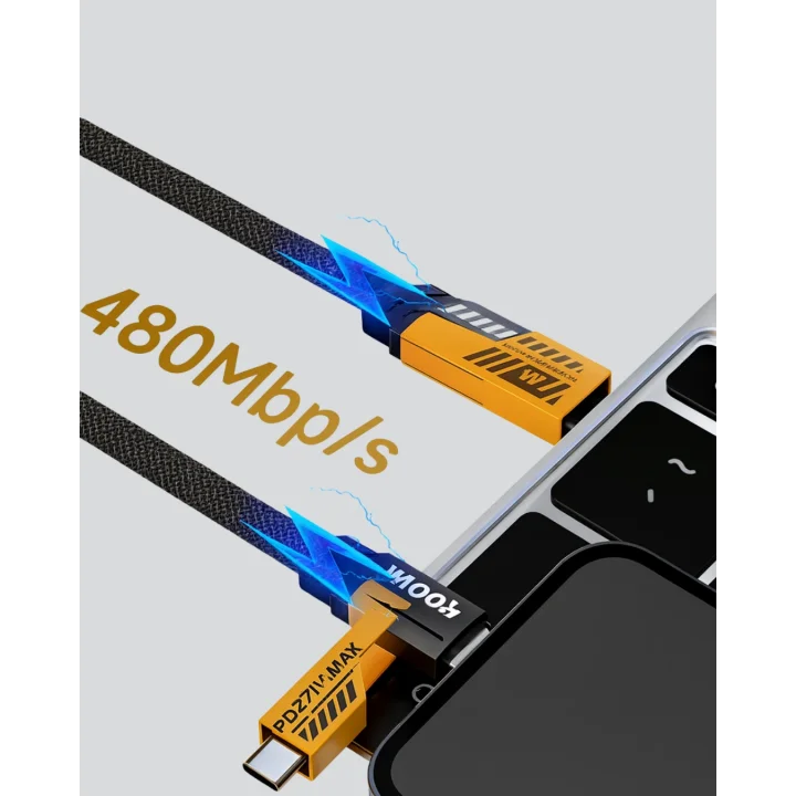 Mey İthalat® Örgülü Tasarım 4’ü 1 Arada USB-C Lightning Hızlı Şarj Kablosu