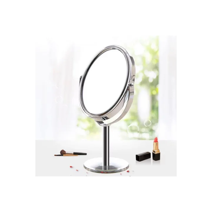 Mey İthalat® Oval Masaüstü Ayaklı 360° Dönebilen çift taraflı büyüteçli krom ayna 18X10cm