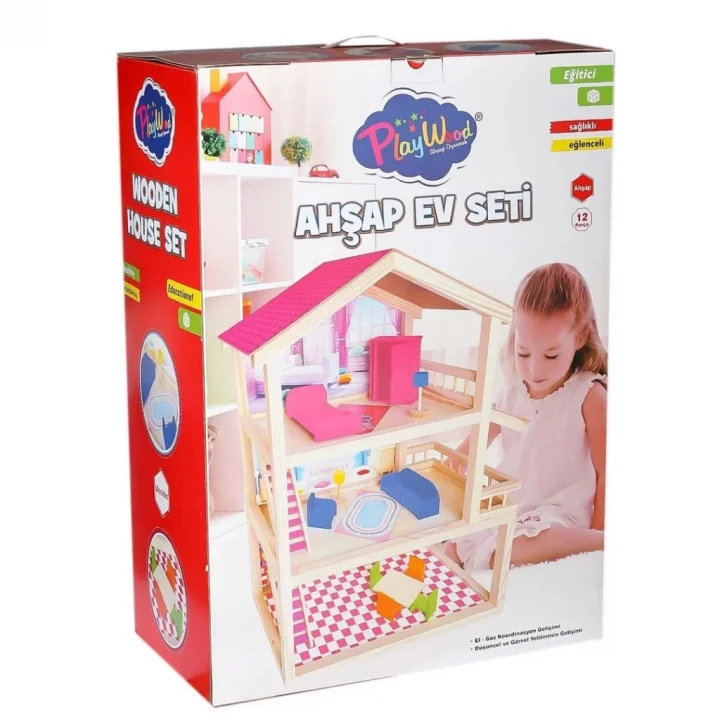 Mey İthalat® Oyuncak Ahşap Ev Seti