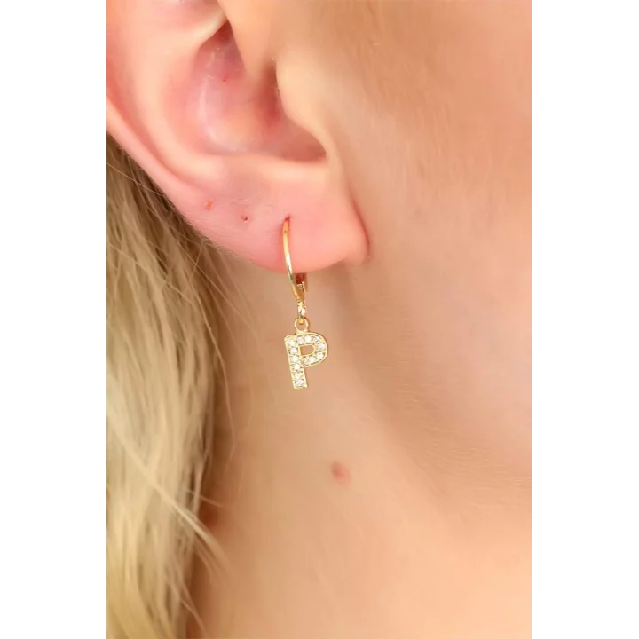 Mey İthalat® P Harf Bayan Küpe