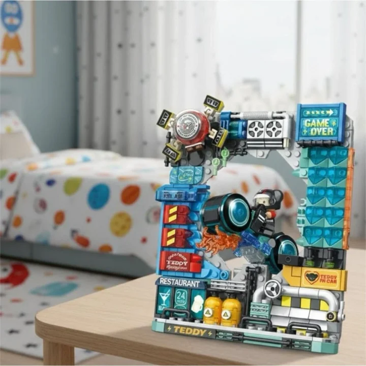 Mey İthalat® P881505 MOTORCU TEDDY 458 PARÇA BLOCK OYUNCAK