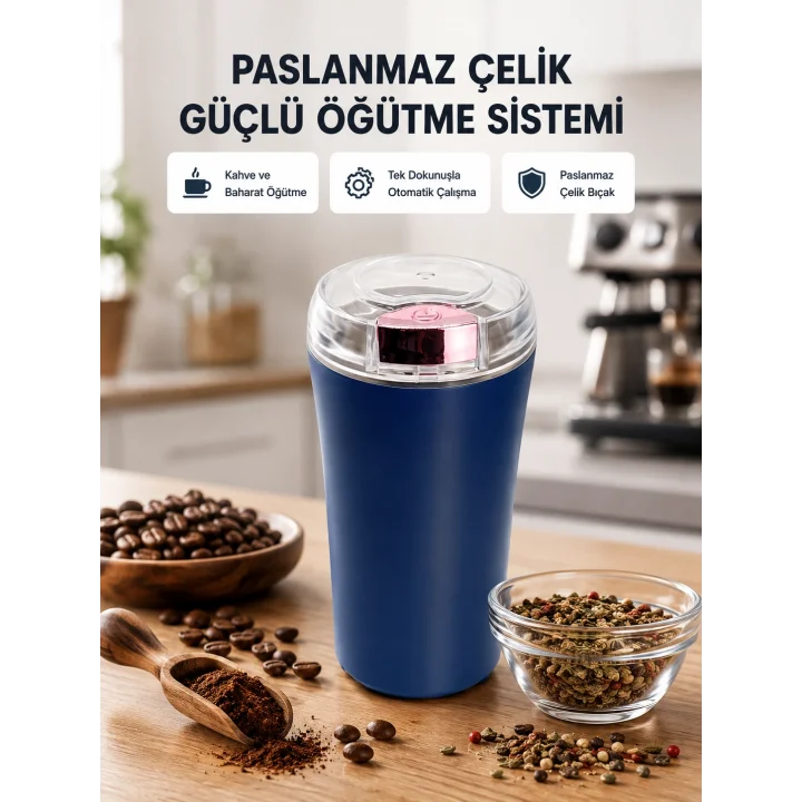 Mey İthalat® Paslanmaz Çelik Kahve ve Baharat Öğütücü – Otomatik Mekanizma