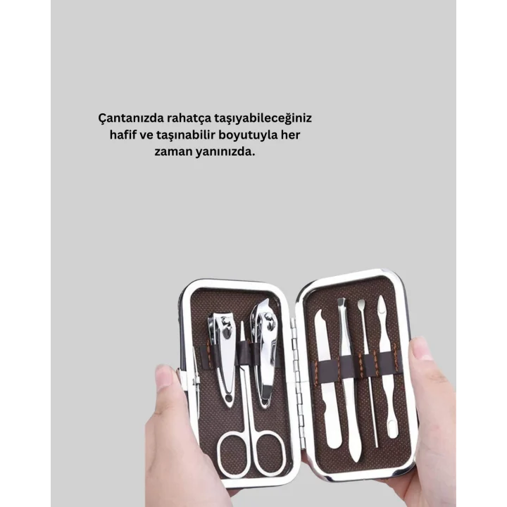 Mey İthalat® Paslanmaz Çelik Kişisel Bakım Seti – 7 Parça