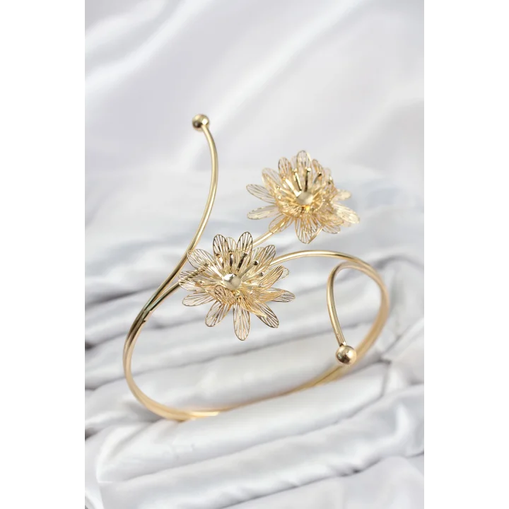 Mey İthalat® Pazu Bileklik Gold Renk Pirinç Lotus Model