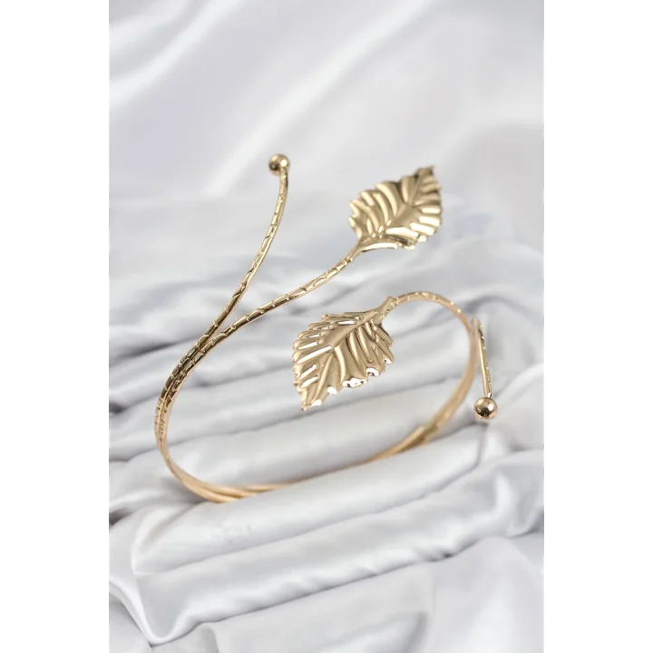 Mey İthalat® Pazu Bileklik Gold Renk Pirinç Yaprak Model