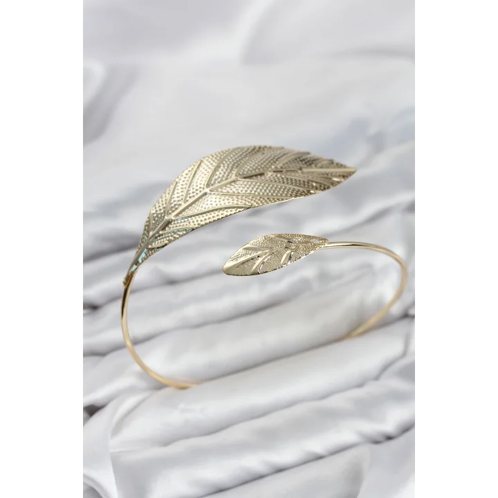 Mey İthalat® Pazu Bileklik Gold Renk Pirinç Yaprak Model