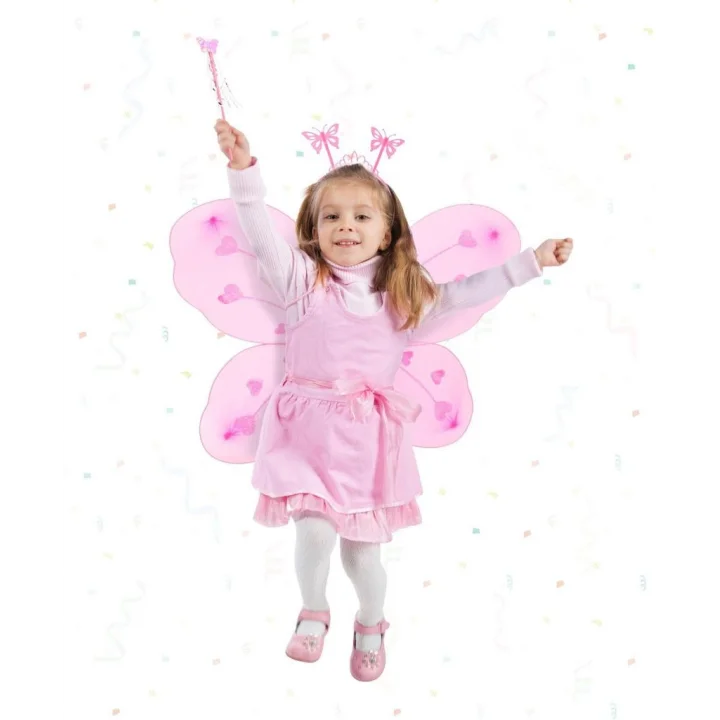 Mey İthalat® Pembe Kız Seti – 50 cm Kanadı, Taç ve Asa