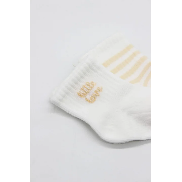 Mey İthalat® Penye Soket Çorap 2li 10139 Ekru Somon