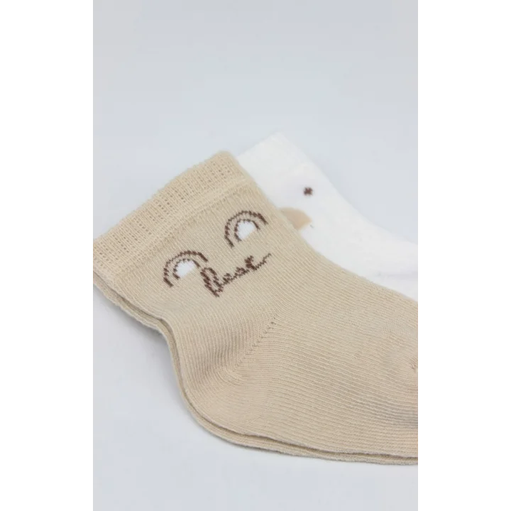 Mey İthalat® Penye Soket Çorap 2li 10142 Bej Ekru