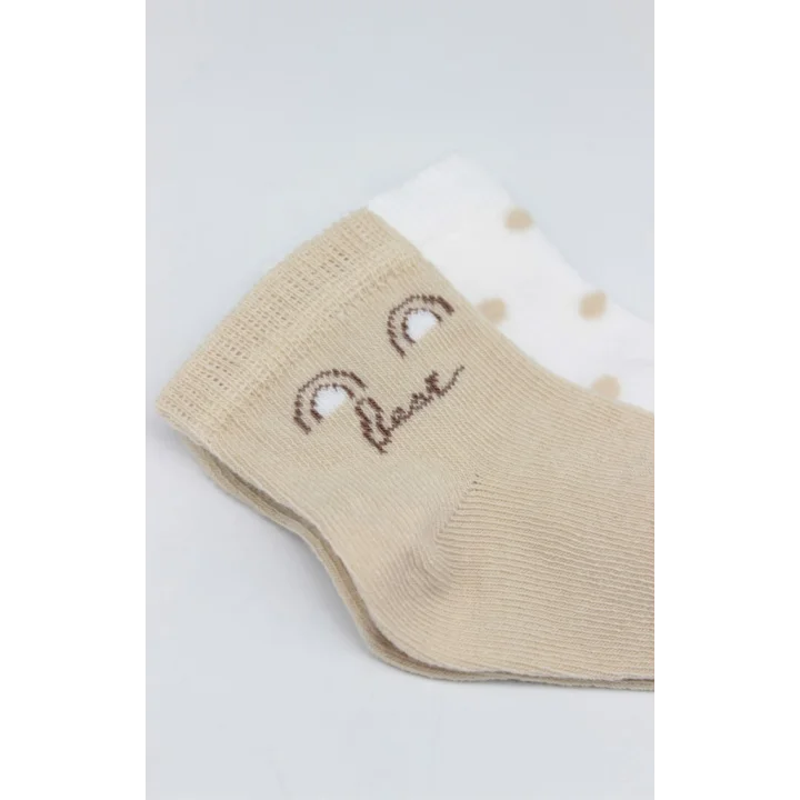 Mey İthalat® Penye Soket Çorap 2li 10142 Ekru Kahve