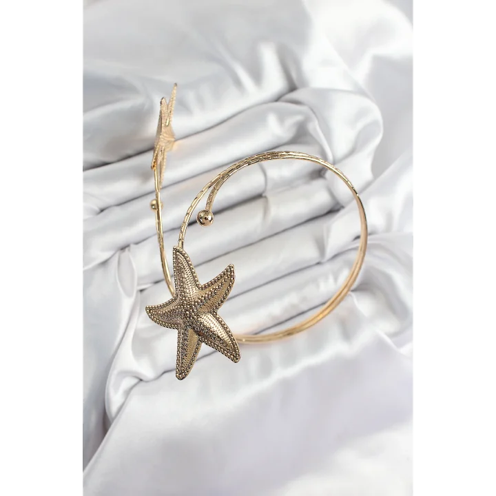 Mey İthalat® Pirinç Deniz Yıldızı Model Gold Renk Kadın Pazu Bileklik