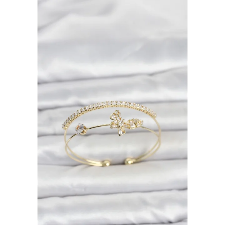 Mey İthalat® Pirinç Gold Renk Kelebek Model Kadın Bileklik