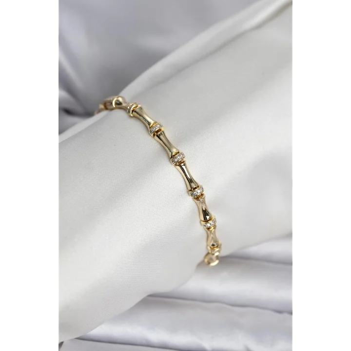 Mey İthalat® Pirinç Gold Renk Kemik Model Kadın Bileklik