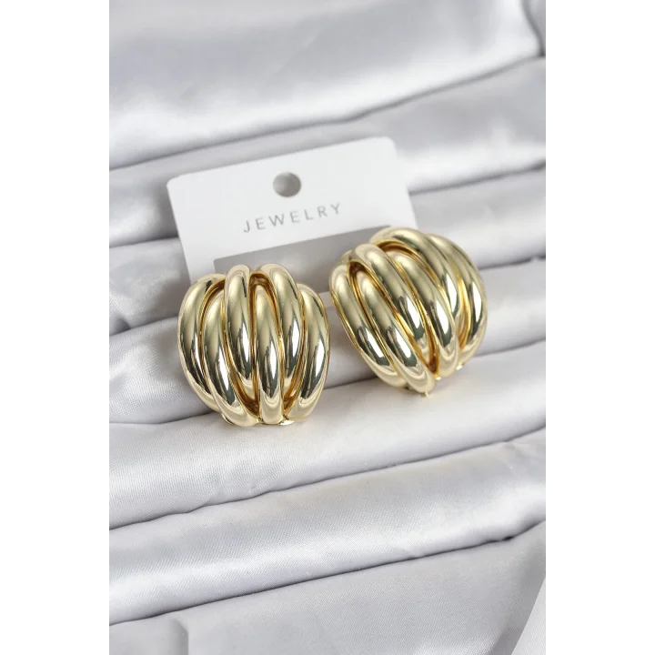 Mey İthalat® Pirinç Gold Renk Vintage Kadın Küpe