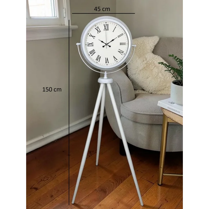 Mey İthalat® Platin Classic White Roma Tripod Ayaklı Saat
