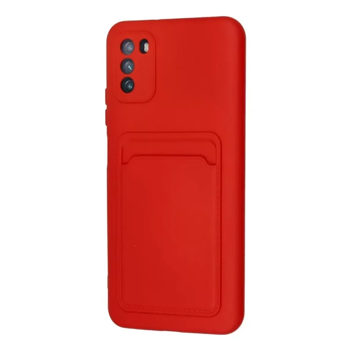 Mey İthalat®   Pocophone M3 Kılıf Kelvin Kartvizitli Silikon - Kırmızı